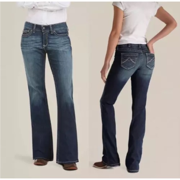 New Ariat Women’s 31R REAL Spitfire Riding Jeans Blue Embellished Stretch Denim - Picture 3 of 10